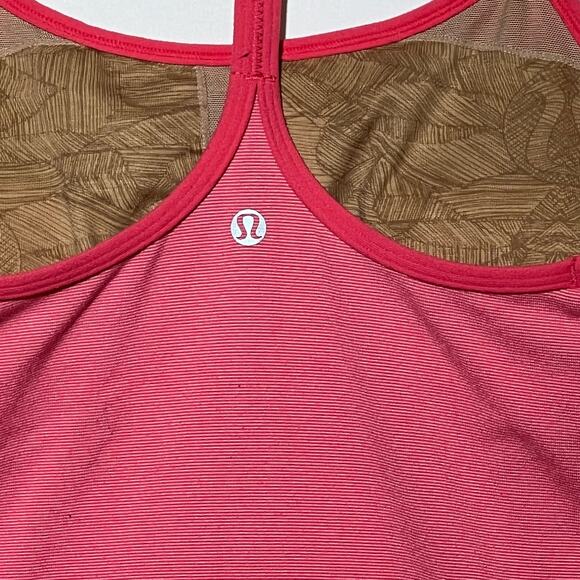 Lululemon Power Y Tank Top Coral Pink Stripe Striped Women’s Size 6 - Picture 3 of 5
